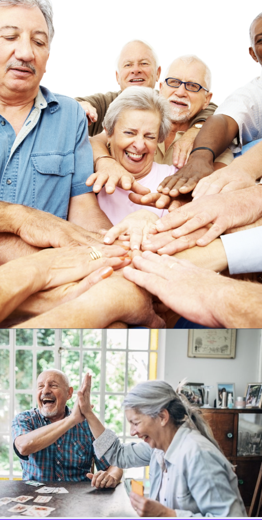 Adultos mayores celebrando juntos