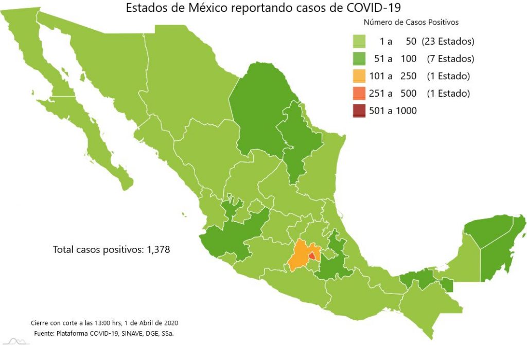 Mapa México en emergencia nacional por COVID19