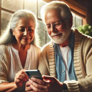 Adultos mayores leyendo info sobre el uso de la tarjeta inapam en el buen fin